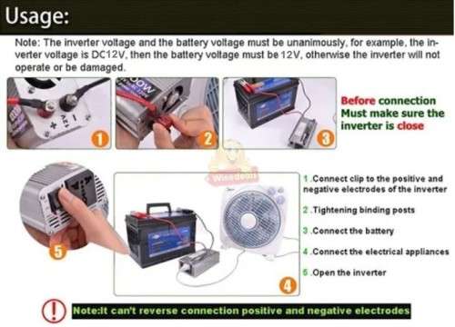 500W Solar Power Inverter  Convert 12V DC to 220V AC