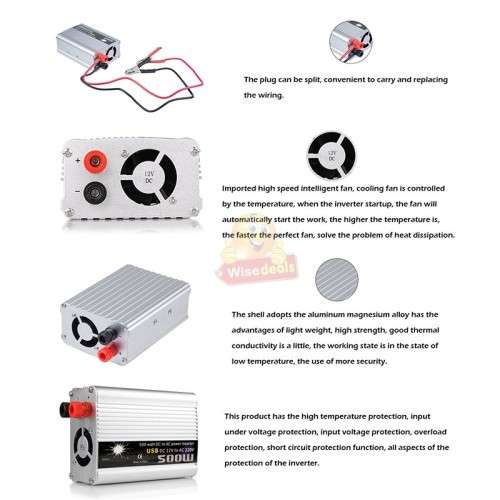500W Solar Power Inverter  Convert 12V DC to 220V AC