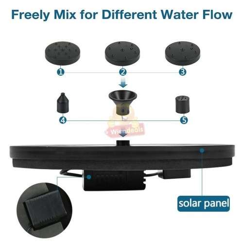 Solar Floating Fountain Pump with Multiple Spray Patterns and 6 Nozzles
