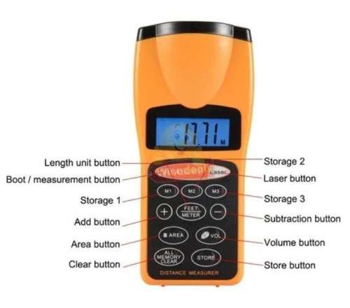 Ultrasonic Digital Distance Meter Laser pointer