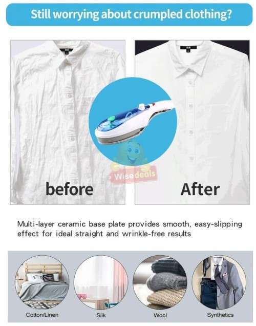 Handheld Portable Travel Ironing Steamer Brush for Clothes