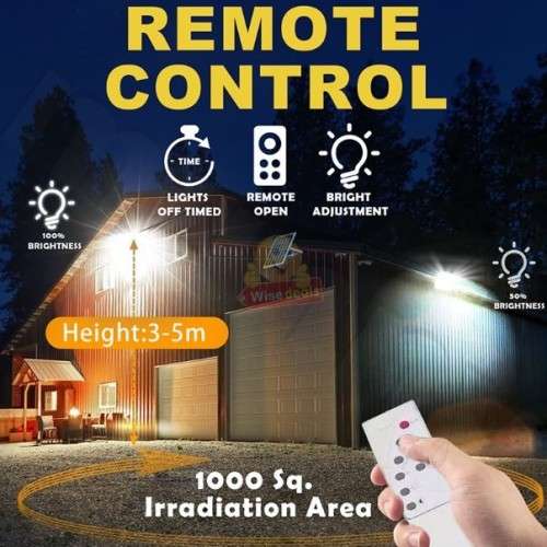 100W LED SOLAR FLOOD LIGHT WITH SOLAR PANEL, 4.5M CABLE AND REMOTE CONTROL- START AT R1 ONLY