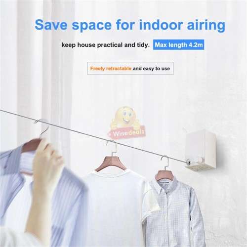 4.2M Handy and Heavy-duty Retractable Clothesline for Indoor & Oudoor use