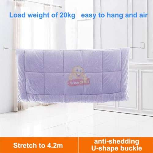 4.2M Handy and Heavy-duty Retractable Clothesline for Indoor & Oudoor use