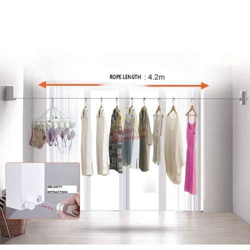 4.2M Handy and Heavy-duty Retractable Clothesline for Indoor & Oudoor use