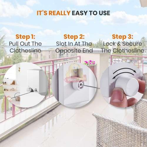 4.2M Handy and Heavy-duty Retractable Clothesline for Indoor & Oudoor use
