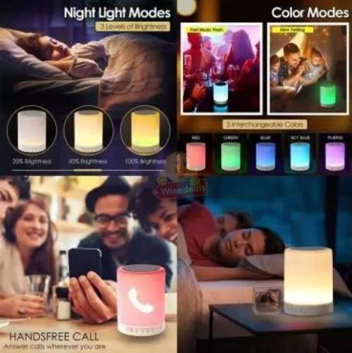 2-IN-1 Bluetooth Speaker and Touch Lamp with Setting for Different Colours, Support SD Card and Aux