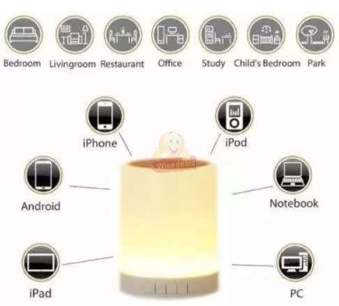 2-IN-1 Bluetooth Speaker and Touch Lamp with Setting for Different Colours, Support SD Card and Aux