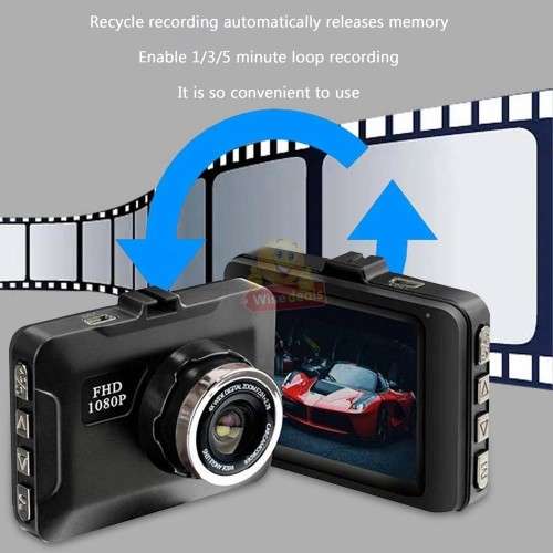 1080P LCD Car DVR Dashcam - Loop Recording, G-Sensor & Support SD Card