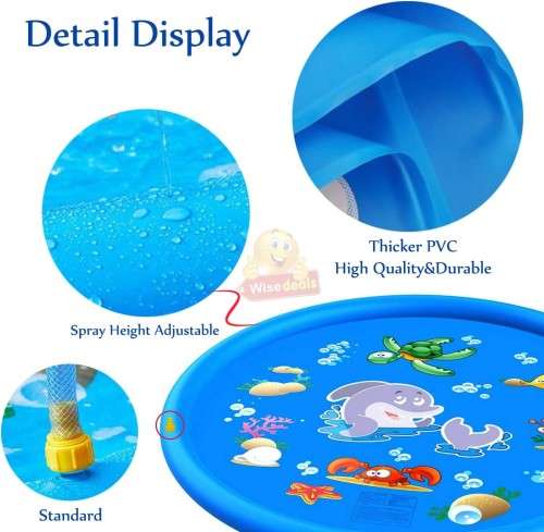 Large Water Jet Spray Mat 170CM X 170CM Available in Blue or Pink