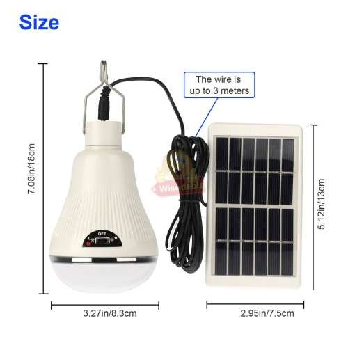 20 LED SOLAR Light Bulb with SOLAR Panel and Extension Wire with 2 Setting Modes