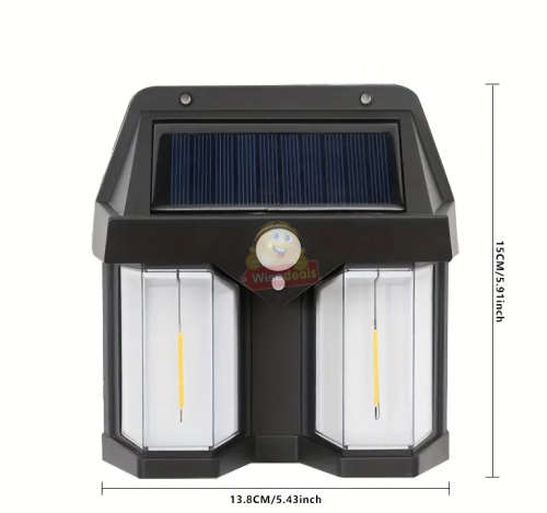 Tungsten Waterproof Solar Motion Wall Light with Rechargeable Solar Battery and 3 Setting Modes