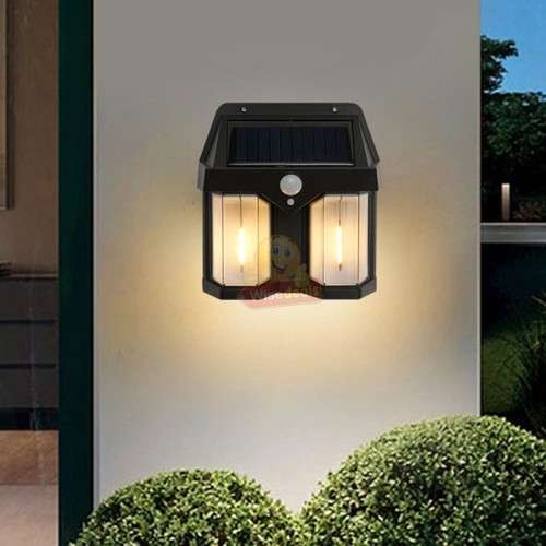 Tungsten Waterproof Solar Motion Wall Light with Rechargeable Solar Battery and 3 Setting Modes