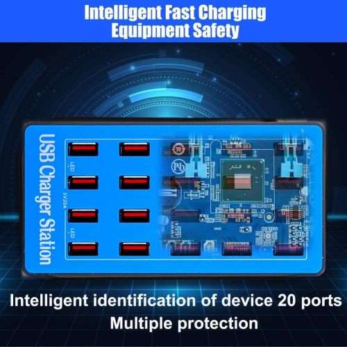 100W 20 PORT USB Intelligent Fast Charging Station