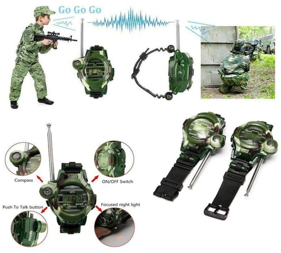 2 Piece Walkie-Talkie Watch, 7-in-1 with Magnifier, Night Light, Secret Capsule, Compass