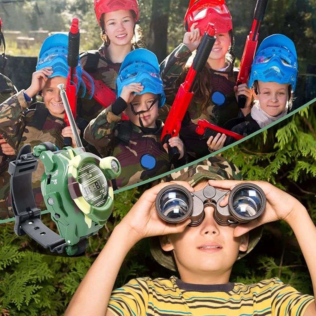 2 Piece Walkie-Talkie Watch, 7-in-1 with Magnifier, Night Light, Secret Capsule, Compass