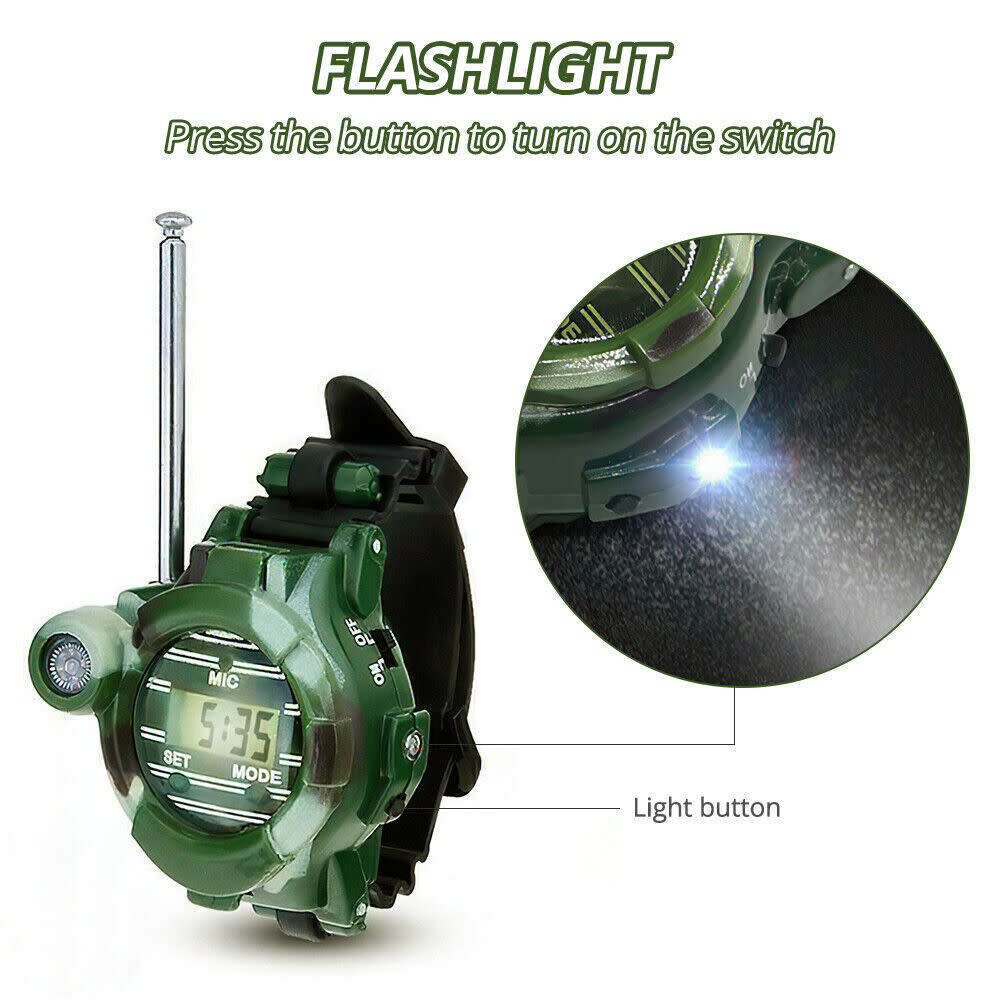 2 Piece Walkie-Talkie Watch, 7-in-1 with Magnifier, Night Light, Secret Capsule, Compass