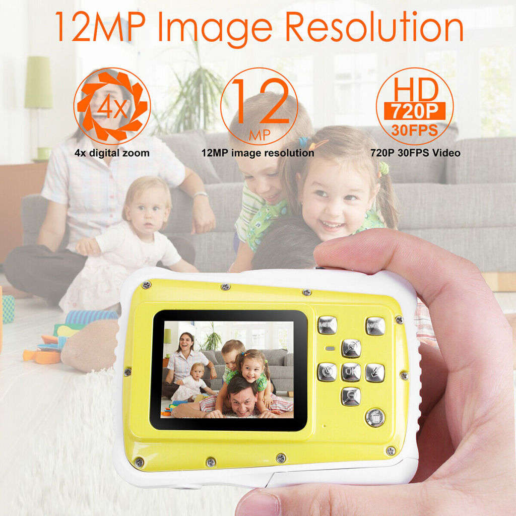 2` Digital Camera for Kids, 12 MP, 8 X Digital Zoom, Take Photos, Make Videos, Support SD Card