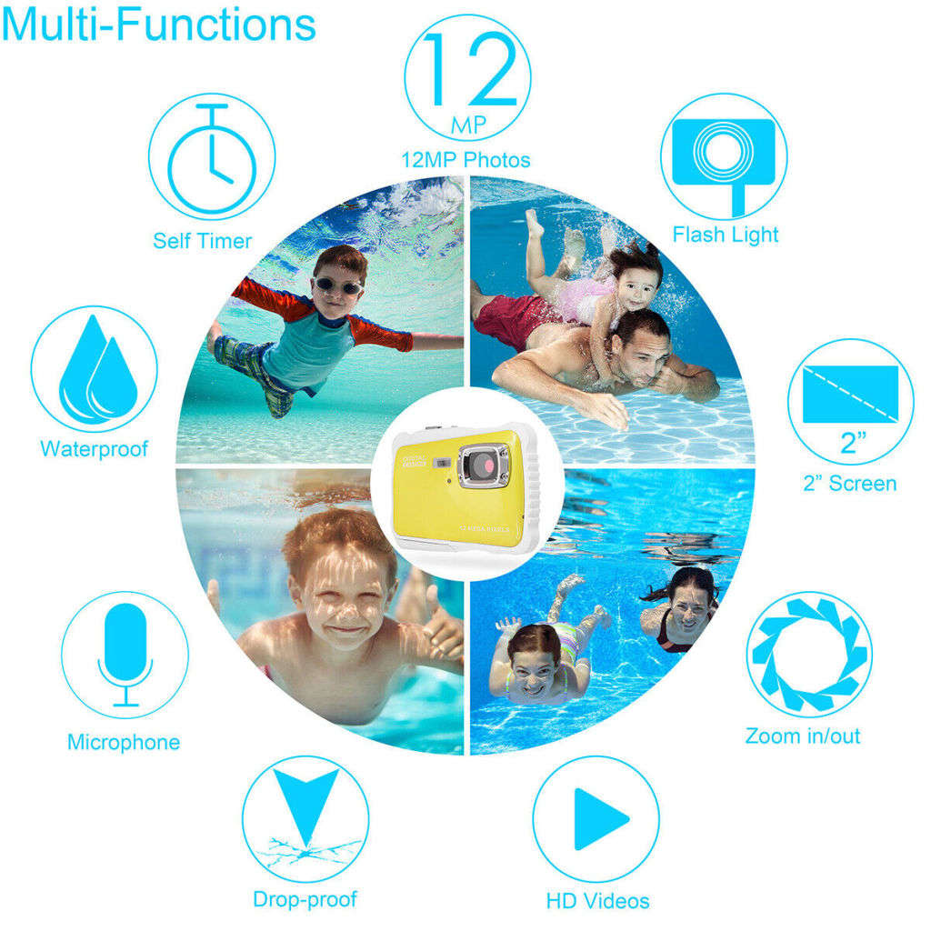 2` Digital Camera for Kids, 12 MP, 8 X Digital Zoom, Take Photos, Make Videos, Support SD Card
