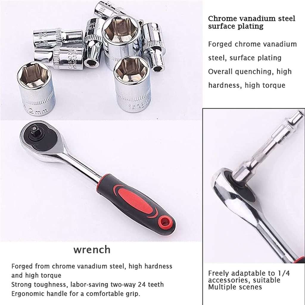 46Pcs Ratchet Torque Wrench Combo Tools Set - START R1 ONLY