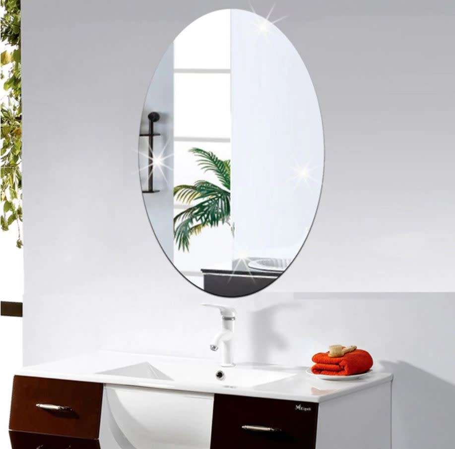 Oval Mirror, Flexible, Waterproof and Self-Adhesive