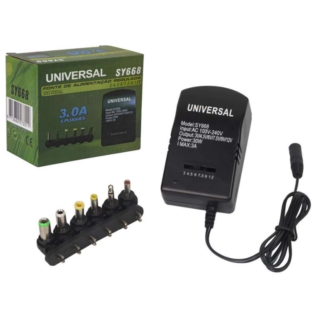 Universal Adjustable AC Adapter Converter Plug, 3V, 4.5V, 6V, 7.5V, 9V and 12V