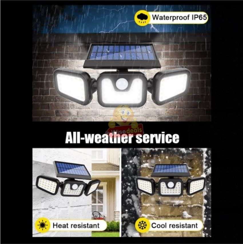 30W Rotatable Three Head Solar Flood Light - 3 Lightning Modes