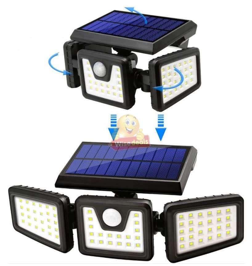 30W Rotatable Three Head Solar Flood Light - 3 Lightning Modes