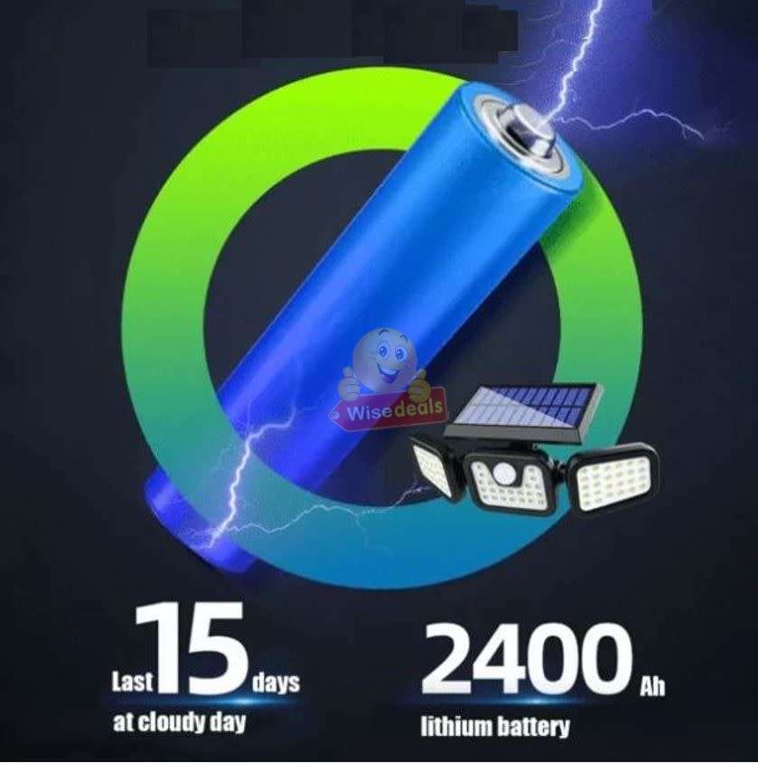 30W Rotatable Three Head Solar Flood Light - 3 Lightning Modes