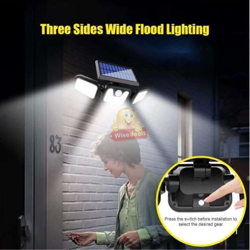 30W Rotatable Three Head Solar Flood Light - 3 Lightning Modes