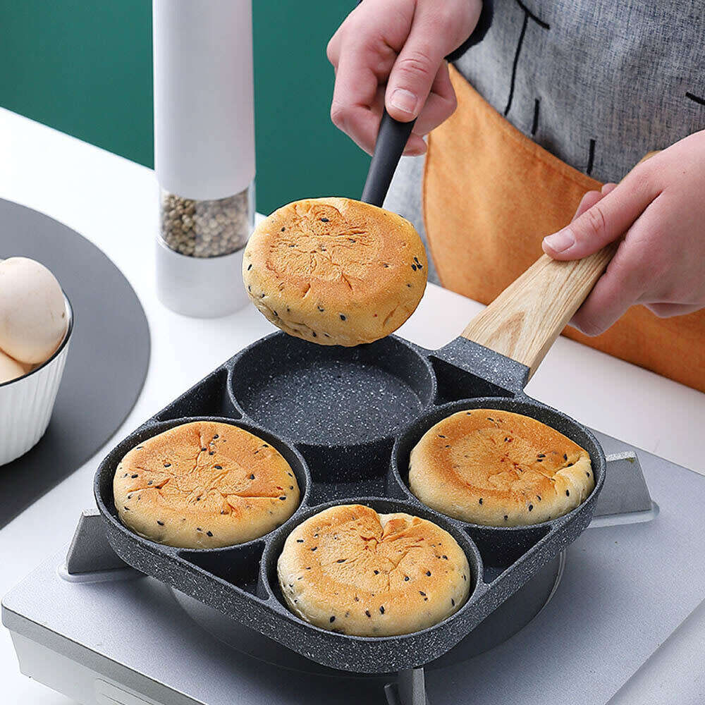 4-Hole Aluminium Non-Stick Frying Pan for Eggs, Omelettes, Potato Cakes, Burgers and more