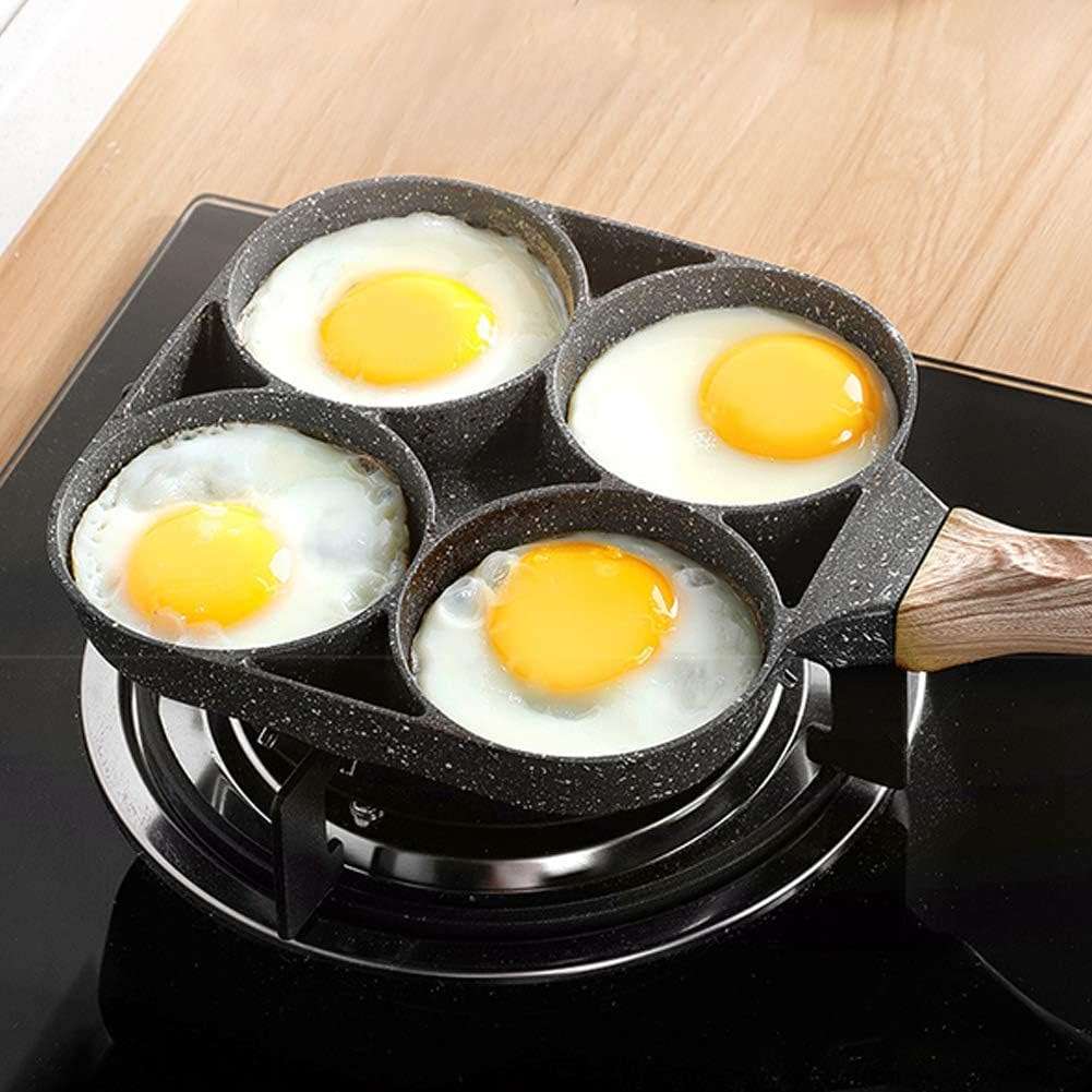 4-Hole Aluminium Non-Stick Frying Pan for Eggs, Omelettes, Potato Cakes, Burgers and more