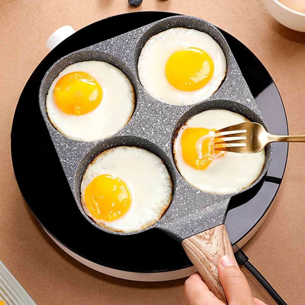4-Hole Aluminium Non-Stick Frying Pan for Eggs, Omelettes, Potato Cakes, Burgers and more