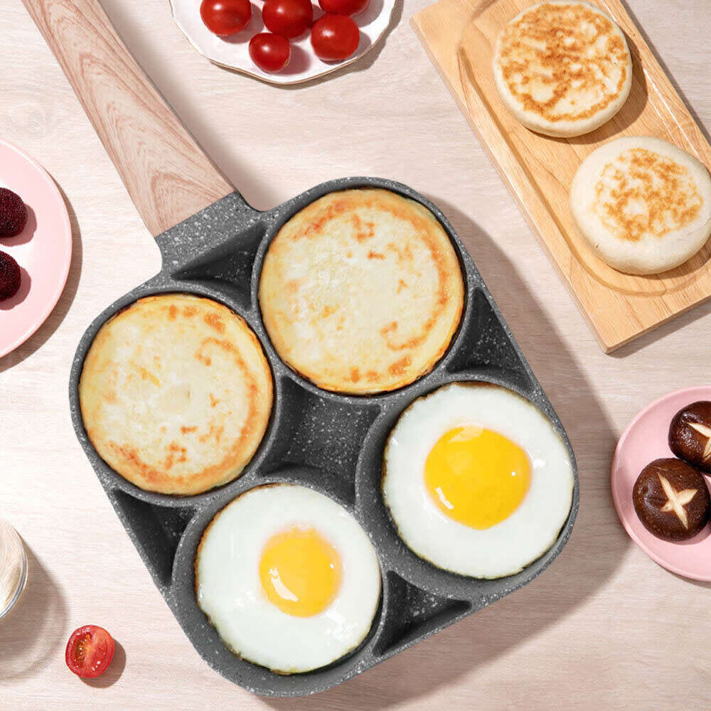 4-Hole Aluminium Non-Stick Frying Pan for Eggs, Omelettes, Potato Cakes, Burgers and more