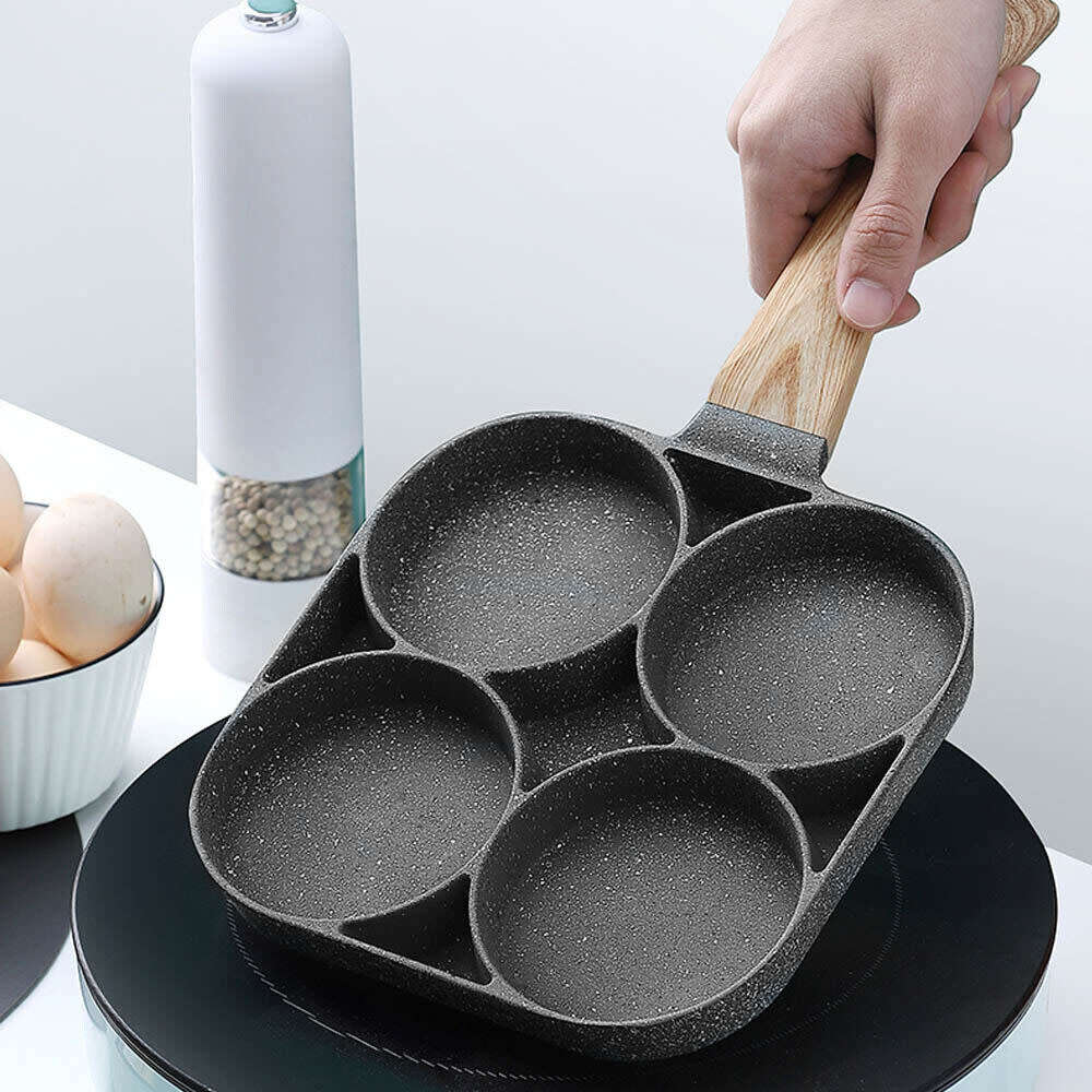 4-Hole Aluminium Non-Stick Frying Pan for Eggs, Omelettes, Potato Cakes, Burgers and more