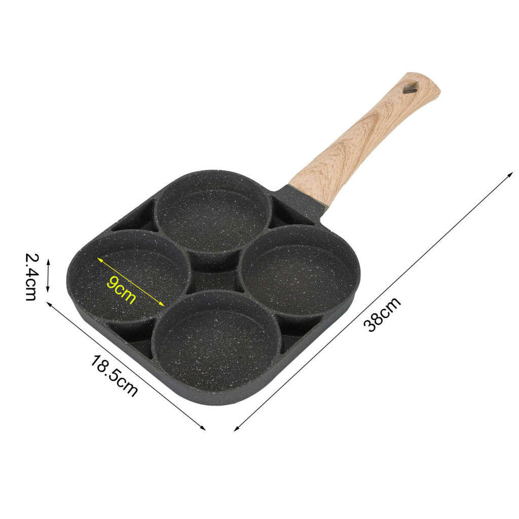 4-Hole Aluminium Non-Stick Frying Pan for Eggs, Omelettes, Potato Cakes, Burgers and more