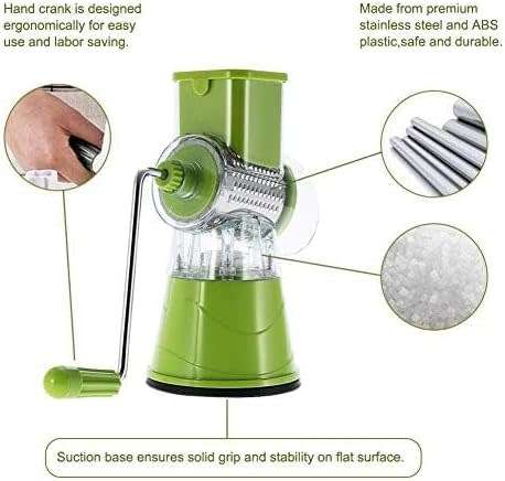 3-in1 Multifunctional Shredder Tabletop Drum Grater with Easily Interchangeable Blades START AT R1