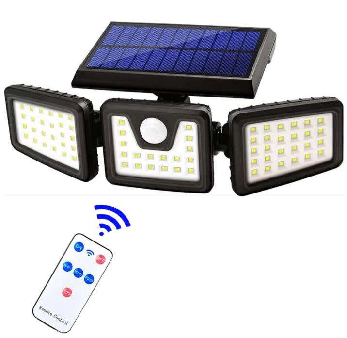 30W Rotatable Three Head Solar Flood Light - 3 Light Modes