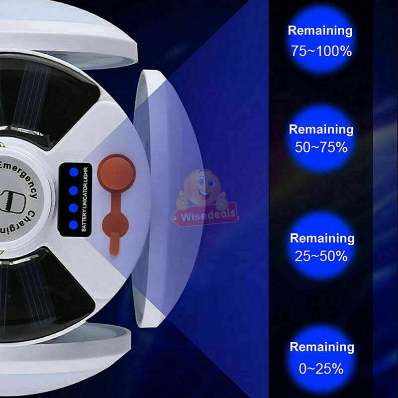 SOLAR 90° Foldable LED Fan Foodball Light, Also Charge with USB, Waterproof - START AT R1 ONLY