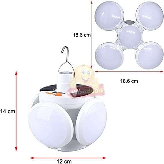 SOLAR 90° Foldable LED Fan Foodball Light, Also Charge with USB, Waterproof - START AT R1 ONLY