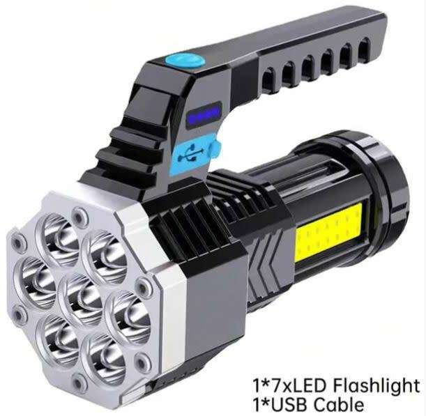 Super Bright 7 LED Rechargeable Flashlight, 20W Power and Waterproof - START AT R1 ONLY