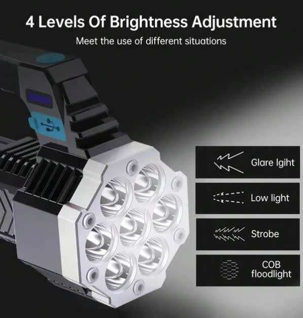 Super Bright 7 LED Rechargeable Flashlight, 20W Power and Waterproof - START AT R1 ONLY
