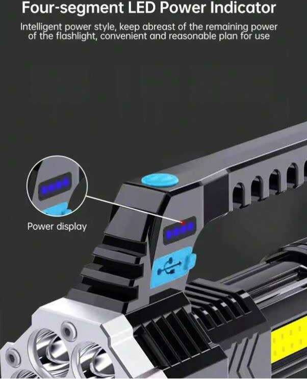 Super Bright 7 LED Rechargeable Flashlight, 20W Power and Waterproof - START AT R1 ONLY