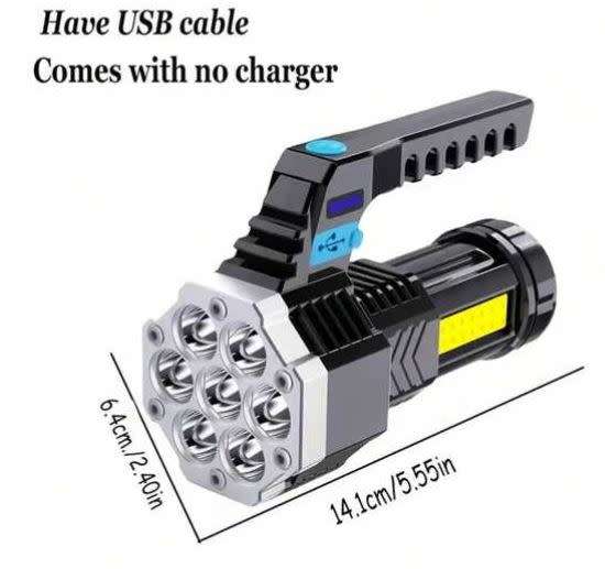 Super Bright 7 LED Rechargeable Flashlight, 20W Power and Waterproof - START AT R1 ONLY