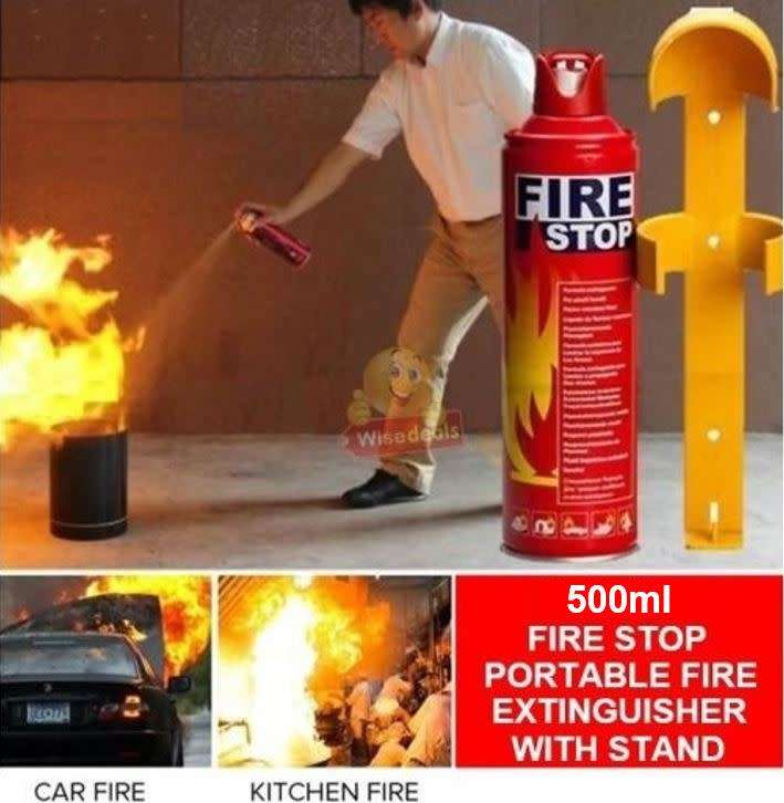 500ML Mini Fire Extinguisher with Stand - Perfect for Car, House, Office etc.