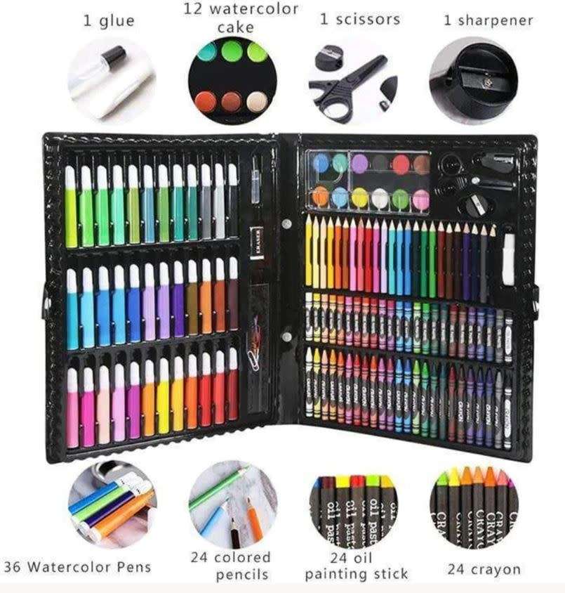 150 Piece Kids Art Set - Drawing Case Kit, Hours of Fun and a Great Gift
