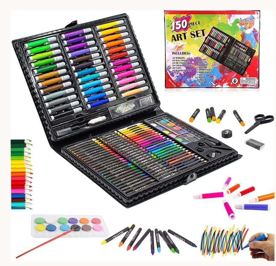 150 Piece Kids Art Set - Drawing Case Kit, Hours of Fun and a Great Gift