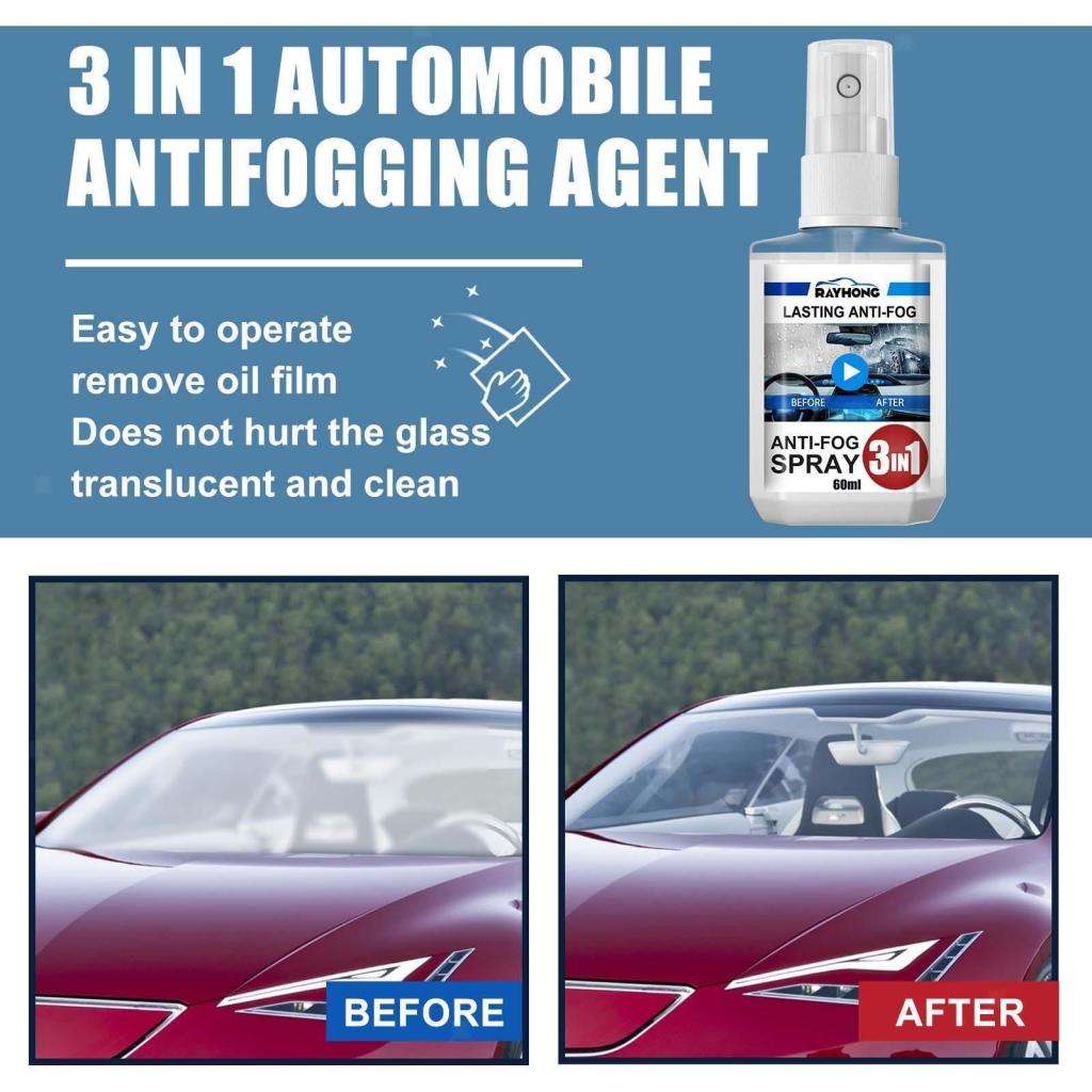 3-in-1 Anti-Fog Spray, Protect your Car & other Glass Surfaces, Waterproof and Durable, Easy to Use