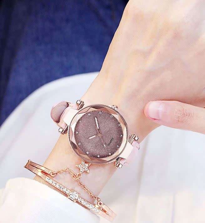 2 Piece Rhinestone Round Pointer Date Quartz Watch & Bracelet in Complimentary Gift Box