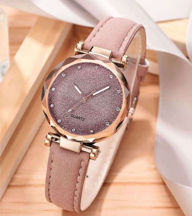 2 Piece Rhinestone Round Pointer Date Quartz Watch & Bracelet in Complimentary Gift Box